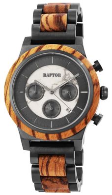 Raptor Armbanduhr Edelstahl Holz Uhr RA20321-002 Chronograph