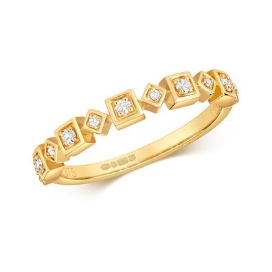 9 ct/Karat Gelb Gold Damen - Diamant Ring Brillant-Schliff 0.12 Karat GH - SI3-I1