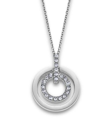 Lotus Style Damen Edelstahl Halskette mit Doppel-Ring Anhänger LS1870-1/1