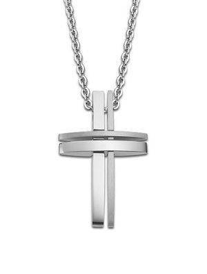 Edelstahl Halskette Doppel Kreuz silberfarbig Kette Lotus Style LS1984-1/3