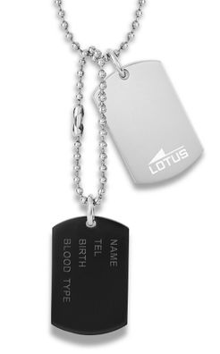 Lotus Style Herren Halskette silber schwarz Dog Tag LS2139-1/5