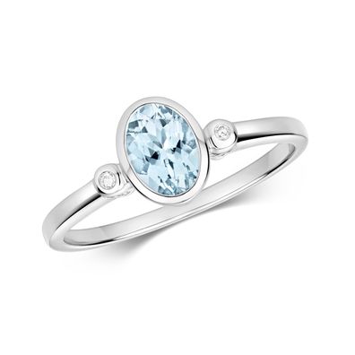 Moderner 9 ct/Karat Weißgold Diamant Ring Brillant-Schliff H - PK mit Aquamarin