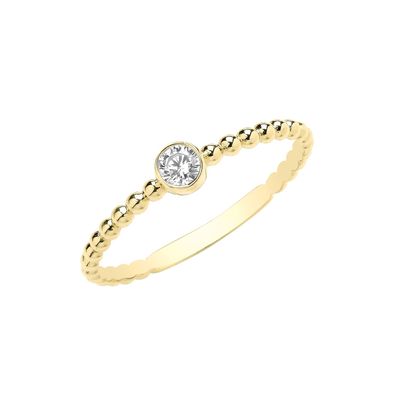 Stylischer 9 ct/Karat Gelb Gold Damen - Ring mit Zirkonia