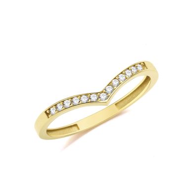 Schöner 9 Karat (375) Gold Damen - Wünschelrute Ring mit Zirkonia