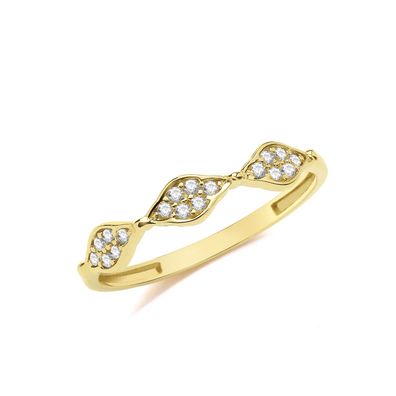 Atemberaubender 9 Karat (375) Gold Damen - Ring mit Zirkonia