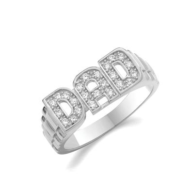 Wunderschöner 925 Sterling Silber Herren - Dad Ring mit Zirkonia