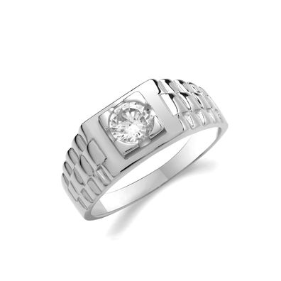 Edler 925 Sterling Silber Herren - Ring mit Zirkonia