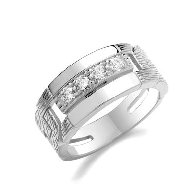 Atemberaubender 925 Sterling Silber Herren - Ring mit Zirkonia