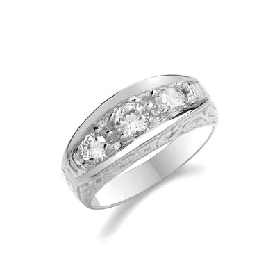 Stylischer 925 Sterling Silber Herren - Ring mit Zirkonia