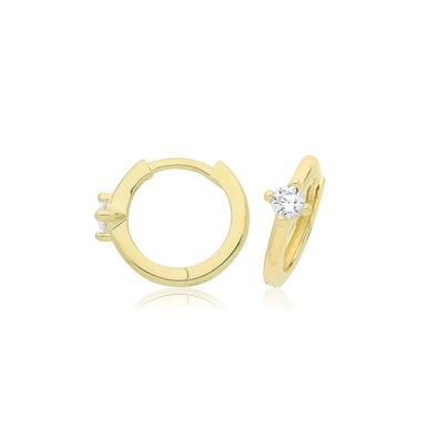 Wunderschöne 9 ct/Karat Gelb Gold Damen - Ohrklemme mit Zirkonia