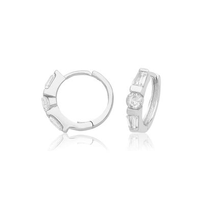 Elegante 925 Sterling Silber Damen - Paar Creolen mit Zirkonia