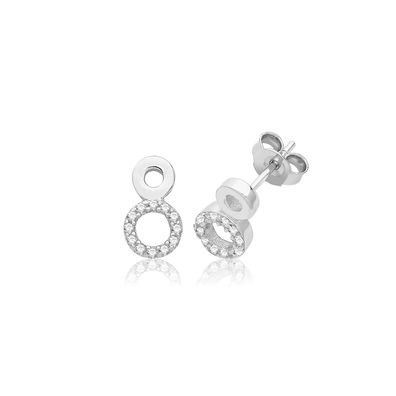 Schöne 925 Sterling Silber Damen - Paar Ohrstecker mit Zirkonia