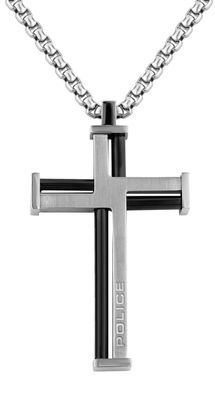 Police Herrenkette Halskette Edelstahl Anhänger Kreuz PJ26479PSB.01