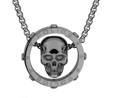 Police Halskette mit Totenkopf-Anhänger Antiklook PEAGN2212101