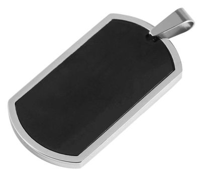 Dogtag Kettenanhänger Edelstahl schwarz Akzent