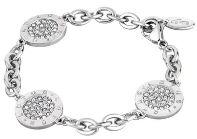 Edelstahl Armband Lotus Style LS1751-2/1 Strass Kreis Anhänger