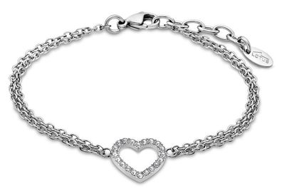 Edelstahl Armband Lotus Style LS2026-2/1 Herz Strass Anhänger