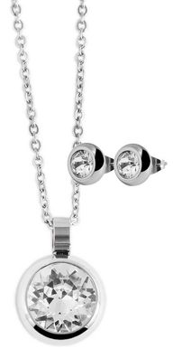 Schmuckset silberfarbig Damen Halskette Ohrringe Swarovski Elemente