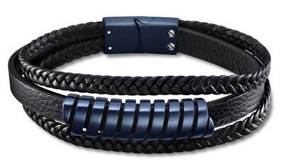 Herren Leder Armband dreireihig schwarz blau LS2208-2/2 Lotus Style