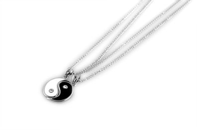 Freundschaftsketten Ying Yang 2 Ketten Strass Metall Freunde Partnerketten Kette