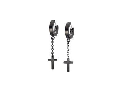 Herren Clapp-Creolen Edelstahl Kreuz Anhänger Ohrringe LS2173-4/2