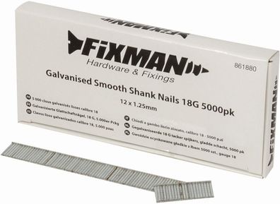 Fixman Schrauben / Nägel Galvanisierte Glattschaftnägel, 18 G, 5.000er-Pckg