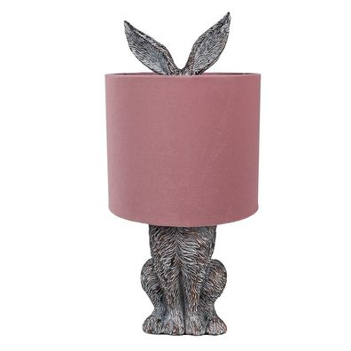 Clayre & Eef Tischlampe Kaninchen Ø 20x43 cm Braun Rosa Kunststoff