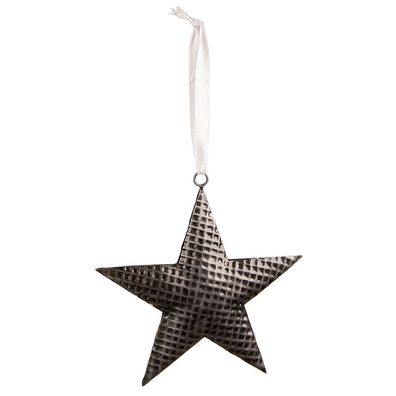 Clayre & Eef Deko-Anhänger Stern 10x10 cm Grau Eisen (Gr. 10x2x10 cm)