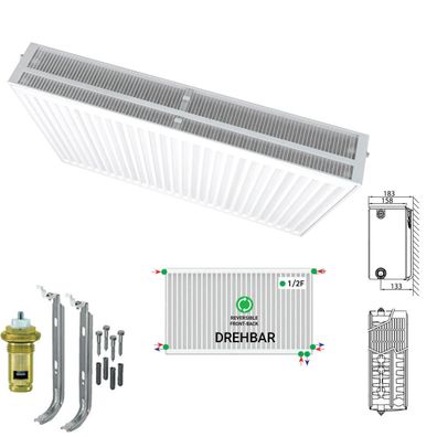 Belrad Universalheizk?rper Kompakt Ventilheizk?rper 6 Anschl?sse T33 600x900-2150W