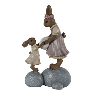 Clayre & Eef Figur Kaninchen 10x6x17 cm Braun Rosa Polyresin (Gr. 10x6x17 cm)