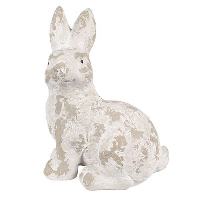 Clayre & Eef Dekorationsfigur Kaninchen 25x19x39 cm Weiß Beige Magnesiumoxid (MGO)