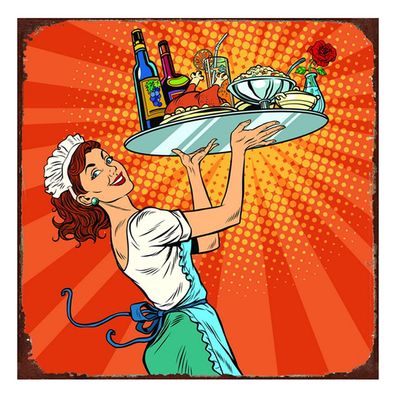 Clayre & Eef Textschild 30x30 cm Orange Eisen (Gr. 30x1x30 cm)