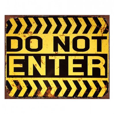 Clayre & Eef Textschild 25x20 cm Schwarz Gelb Eisen Warning (Gr. 25x1x20 cm)
