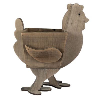 Clayre & Eef Blumentopf Huhn 35x18x40 cm Braun Holz (Gr. 35x18x40 cm)