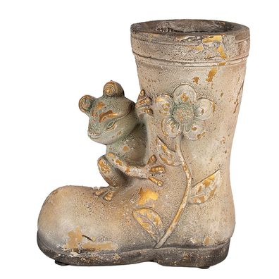 Clayre & Eef Blumentopf Stiefel 30 cm Braun Magnesiumoxid (MGO) Frosch