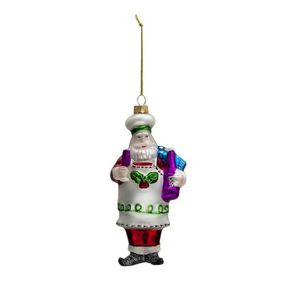 Clayre & Eef Weihnachtsanhänger Weihnachtsmann 17 cm Rot Weiß Glas (Gr. 8x6x17 cm)