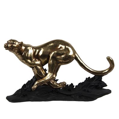 Clayre & Eef Figur Leopard 39x13x24 cm Goldfarbig Polyresin (Gr. 39x13x24 cm)