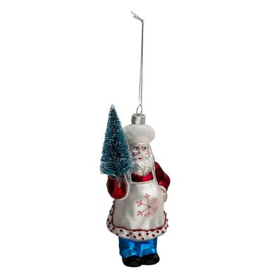 Clayre & Eef Weihnachtsanhänger Weihnachtsmann 16 cm Rot Blau Glas (Gr. 9x5x16 cm)