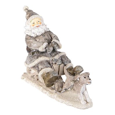 Clayre & Eef Figur Weihnachtsmann 24x8x16 cm Grau Polyresin (Gr. 24x8x16 cm)