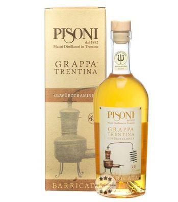 Pisoni Grappa Trentina Gewürztraminer Barricata (45 % Vol., 0,7 Liter) (45 % Vol., hi