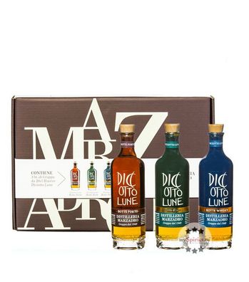 Marzadro Geschenkset Riserve Grappa Diciotto Lune Botte Porto, Rum & Whisky (42 % Vol