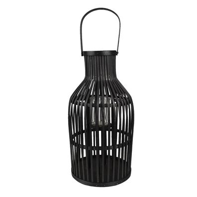 Clayre & Eef Windlicht Ø 23x39 cm Schwarz Bambus Rund (Gr. Ø 23x39 cm)