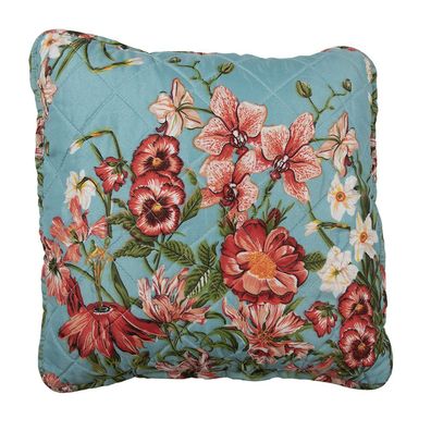 Clayre & Eef Kissenbezug 40x40 cm Blau Rosa Baumwolle Polyester Blumen (Gr. 40x40 cm)