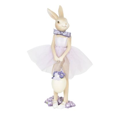 Clayre & Eef Figur Kaninchen 8x8x25 cm Violett Polyresin (Gr. 8x8x25 cm)