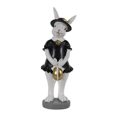 Clayre & Eef Figur Kaninchen 7x7x20 cm Schwarz Weiß Polyresin (Gr. 7x7x20 cm)