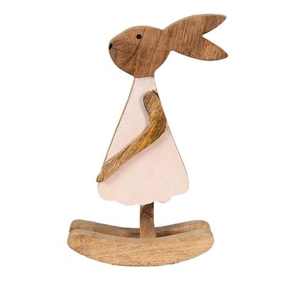 Clayre & Eef Figur Kaninchen 17x7x30 cm Braun Holz (Gr. 17x7x30 cm)