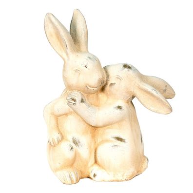 Clayre & Eef Figur Kaninchen 20x10x25 cm Beige Keramik (Gr. 20x10x25 cm)