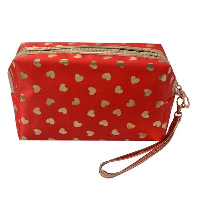 Juleeze Damenkulturtasche 18x10 cm Rot Goldfarbig Synthetisch Rechteck Herzen