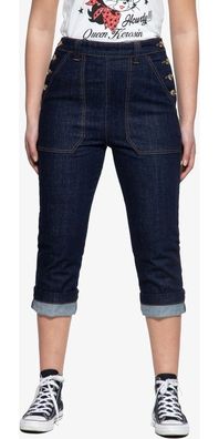 Queen Kerosin Damen High Waist Capri Jeanshose