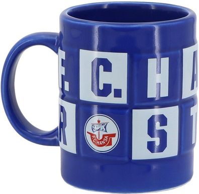 Hansa Rostock Tasse Relief Fussball Blau